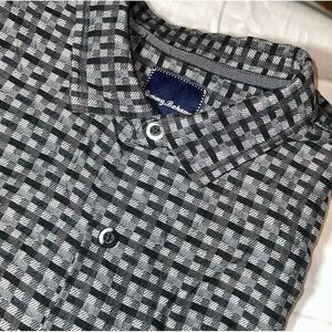 Tommy Bahama mens XL Black Grey silk cotton‎ short sleeve button up shirt